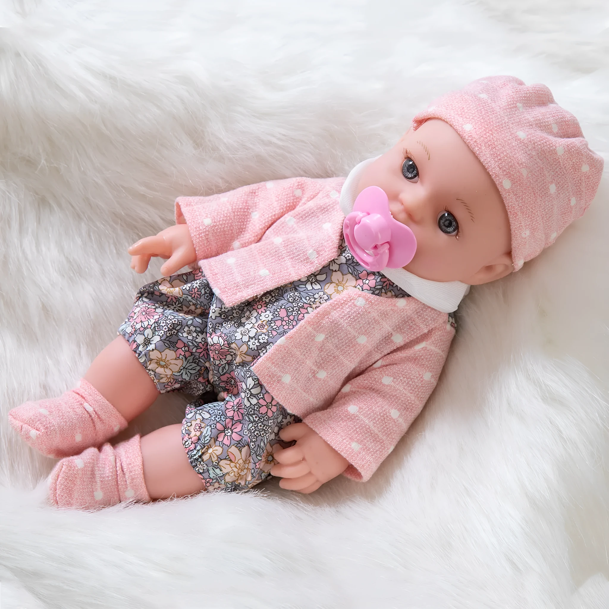 Fashion baby doll full vinyl with changeable clothes suit in TM-010 colour, 30cm height, net pocket packaging