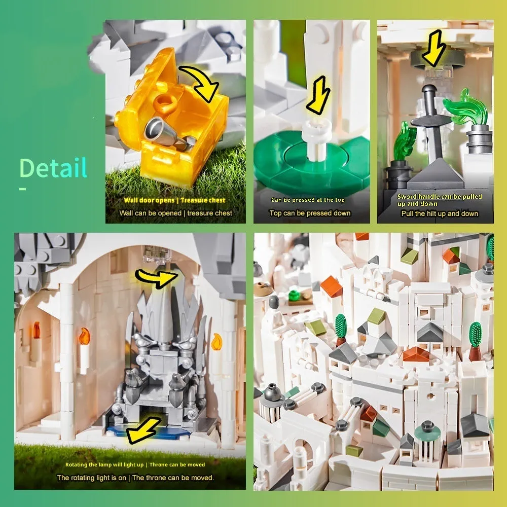 7072 Baicheng Imperial Capital castle model building blocks set with lights in colour box packaging
