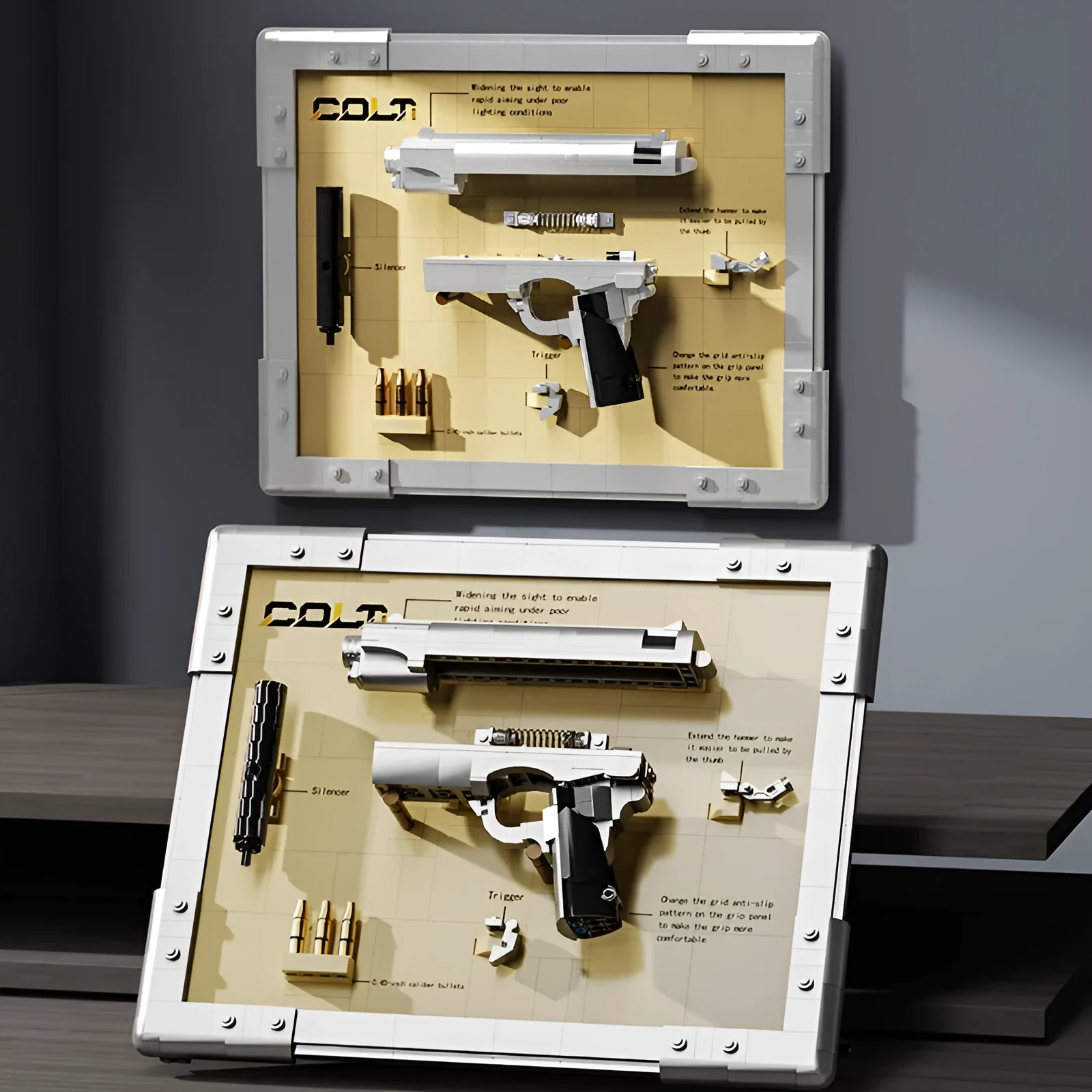 JQ1103 Colt display model building block toy assembled model on table