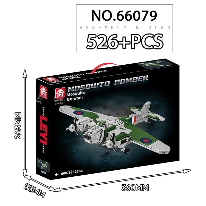 Building blocks Mosquito Bomber aircraft model 526 pieces blue for teenagers