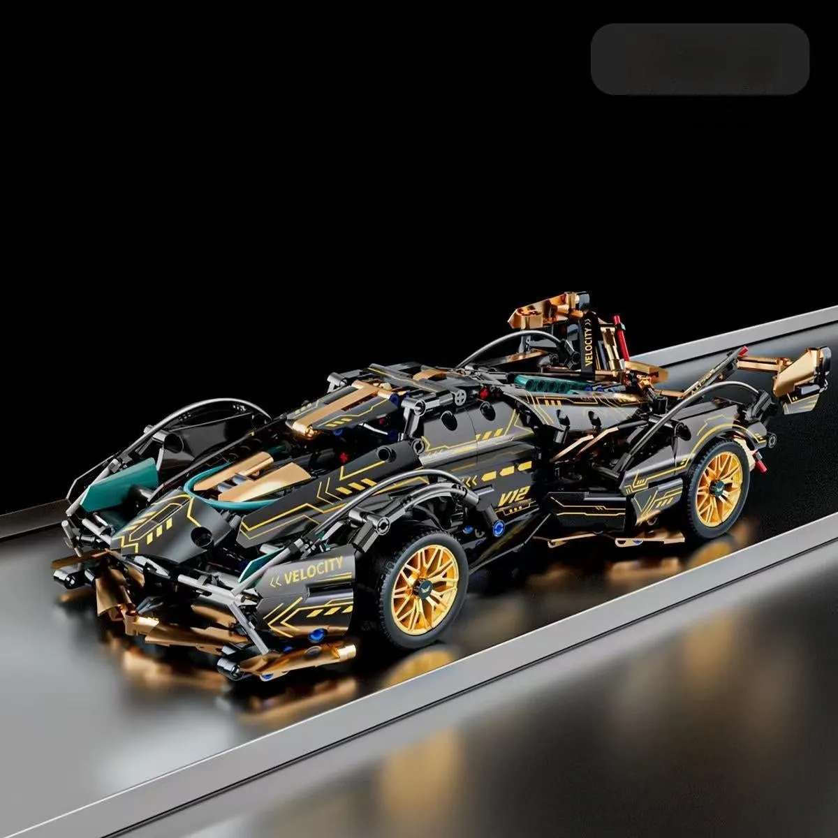 Remote control building block sports car racing toy set in colour box packaging, ABS plastic construction