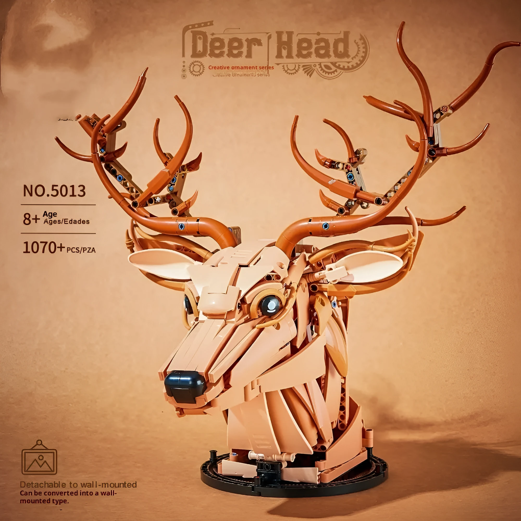 Deer head wall mounted decoration made of ABS plastic, 36.3 cm wide, for living room