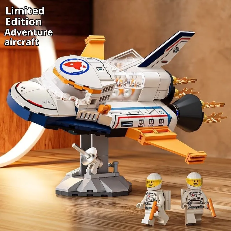 Creative education rocket building blocks toy set with plastic space exploration models in colour box