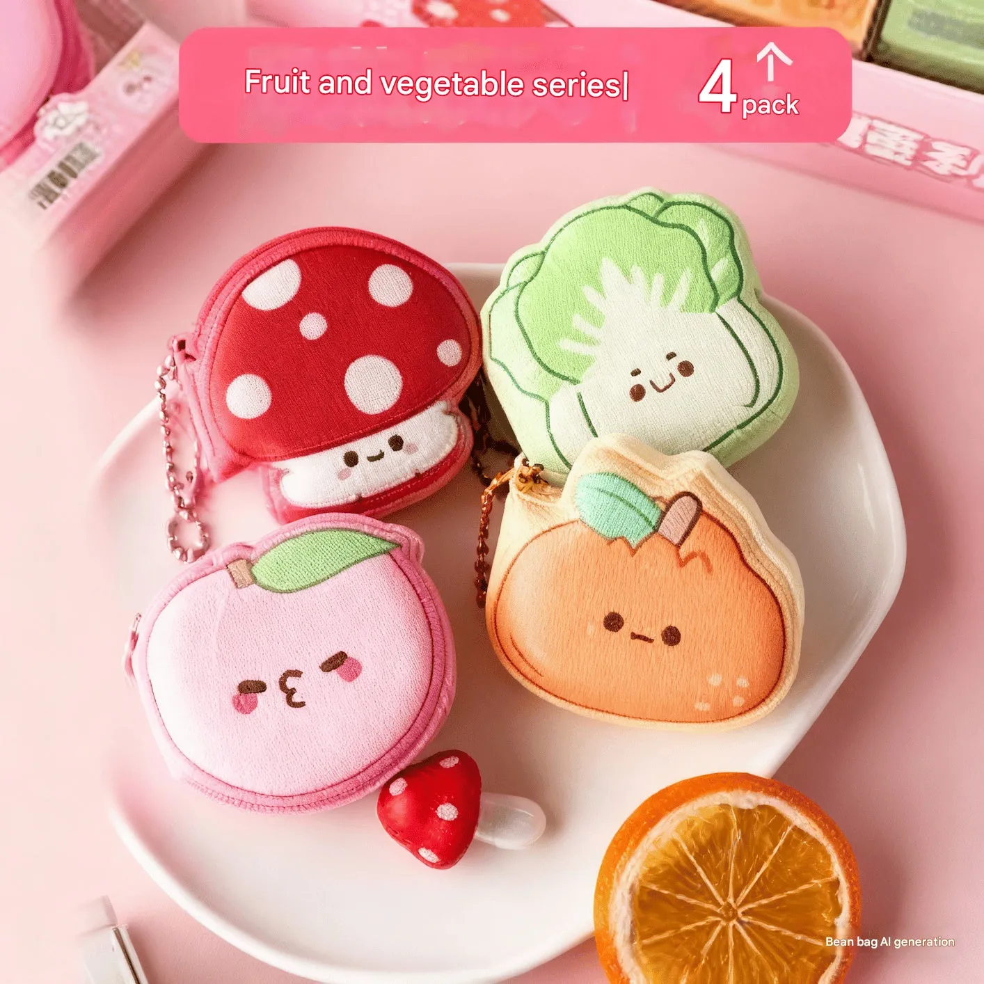 Mini bean-shaped sticky notes notebook set of 4pcs with assorted cute designs