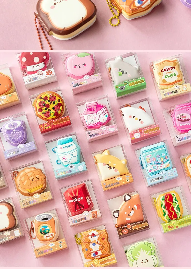Mini bean-shaped sticky notes notebook set of 4pcs with assorted cute designs