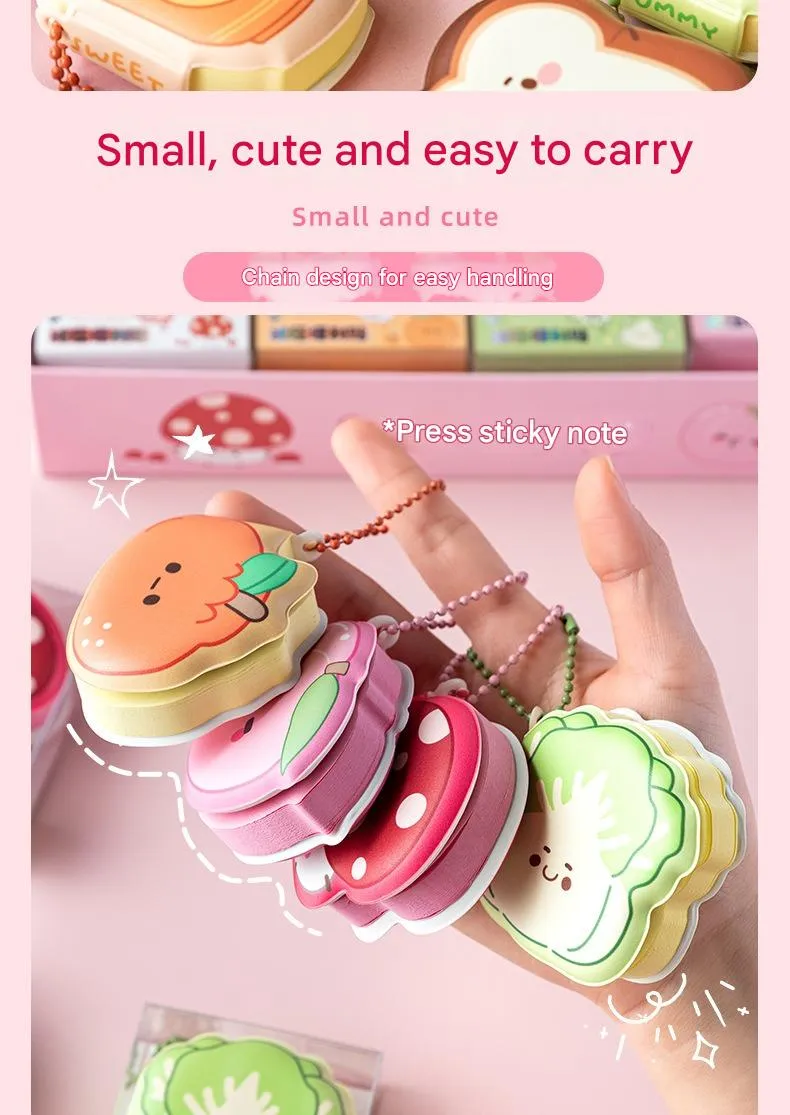 Mini bean-shaped sticky notes notebook set of 4pcs with assorted cute designs