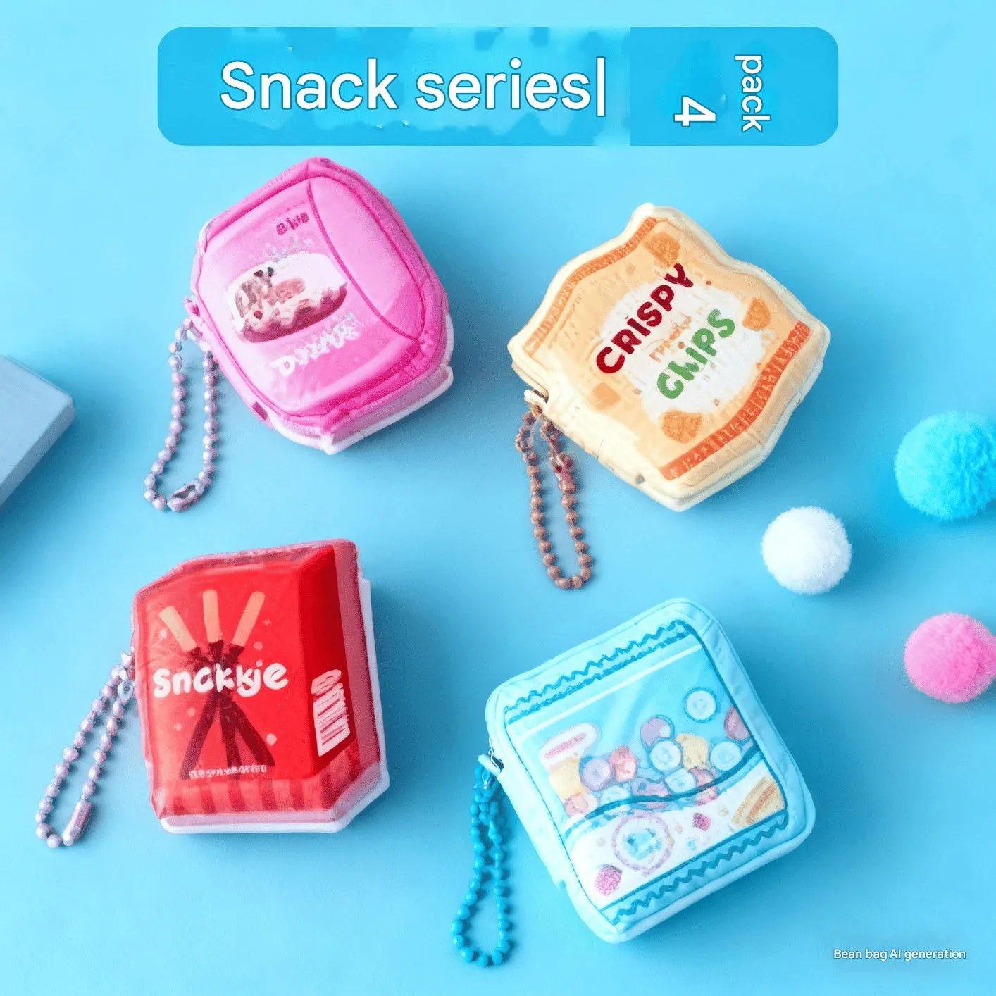 Mini bean-shaped sticky notes notebook set of 4pcs with assorted cute designs