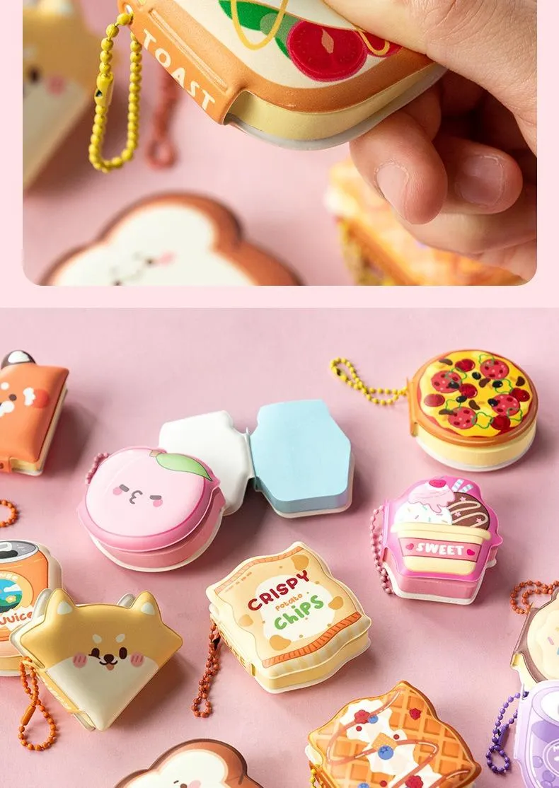 Mini bean-shaped sticky notes notebook set of 4pcs with assorted cute designs