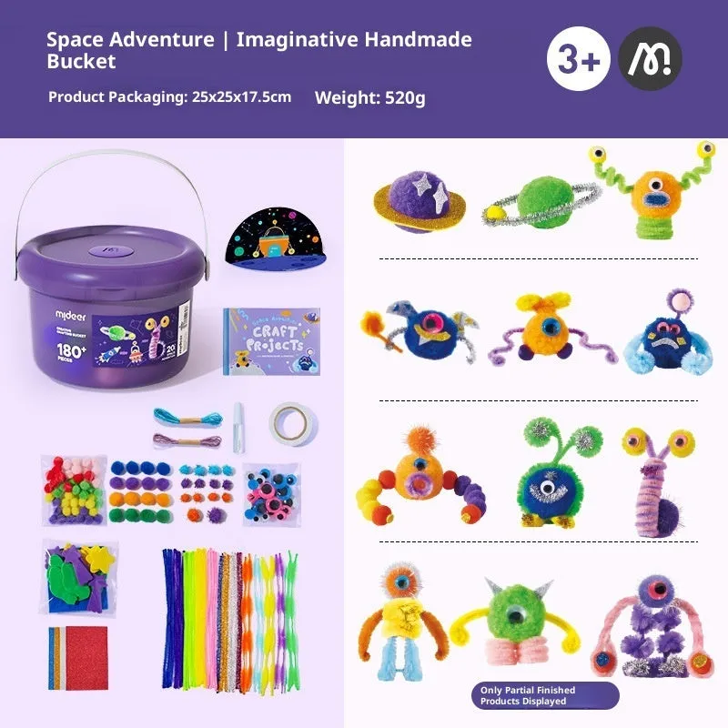 Children's DIY twisted stick bouquet toy set in forest adventure theme with resin components, packed in a colour box