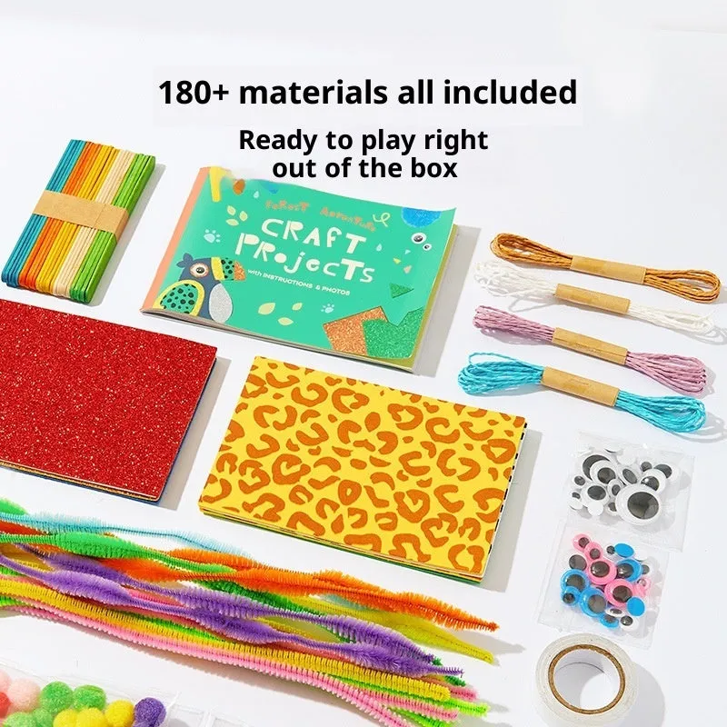 Children's DIY twisted stick bouquet toy set in forest adventure theme with resin components, packed in a colour box