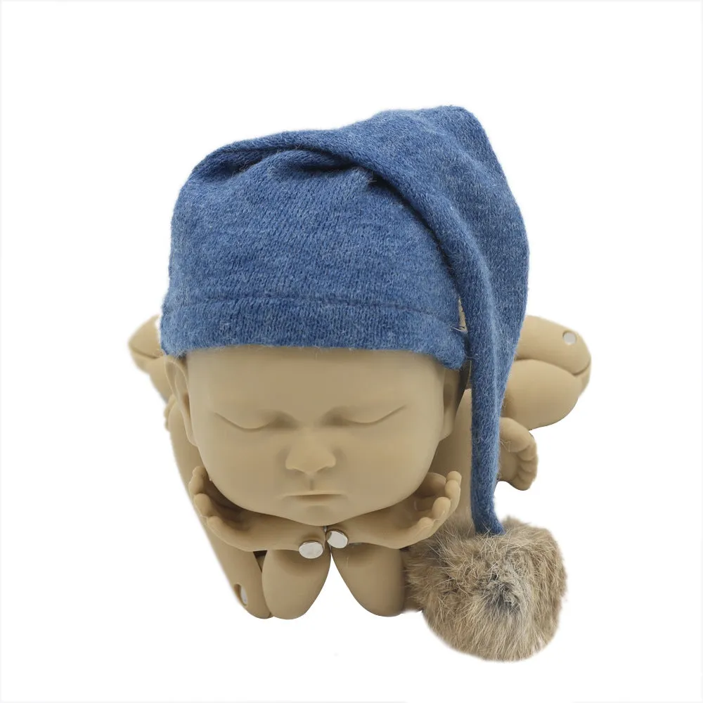 Hand-woven yarn baby photography hat in conical style, available in twelve colour options