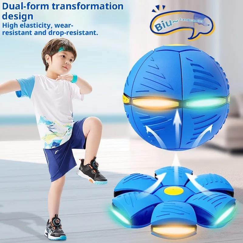 Children's bouncing stepping ball UFO deformation flash toy in plastic with elastic upgrade and thick step resistance