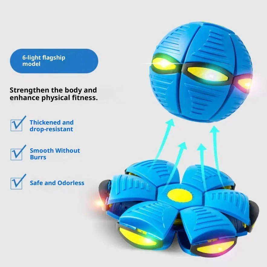 Children's bouncing stepping ball UFO deformation flash toy in plastic with elastic upgrade and thick step resistance