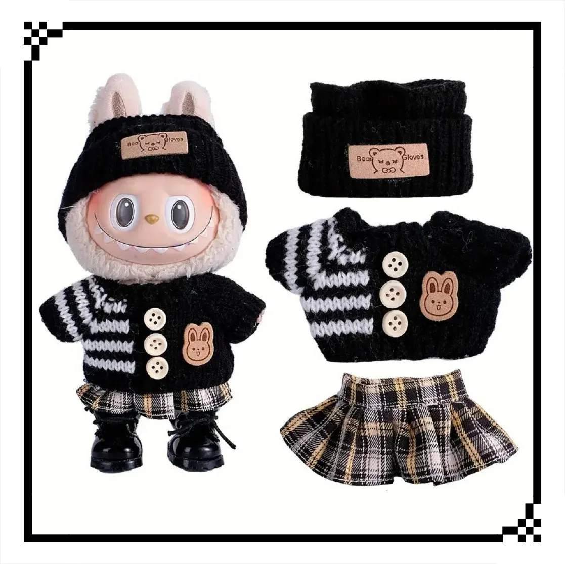 Doll casual dress suit in cloth material, purple sweater colour, with net pocket packaging, for teenager dolls aged 7-14 years