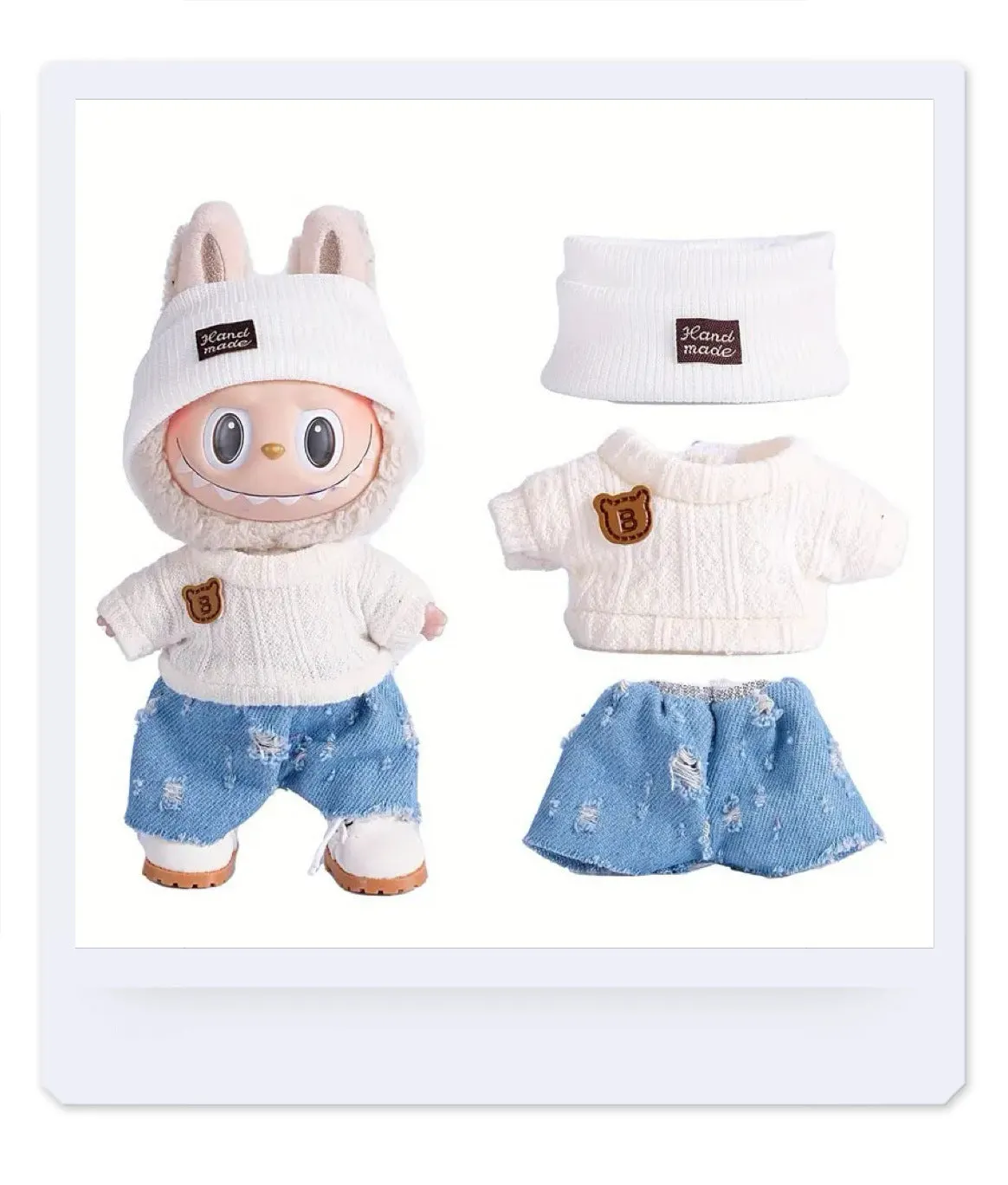 Doll casual dress suit in cloth material, purple sweater colour, with net pocket packaging, for teenager dolls aged 7-14 years