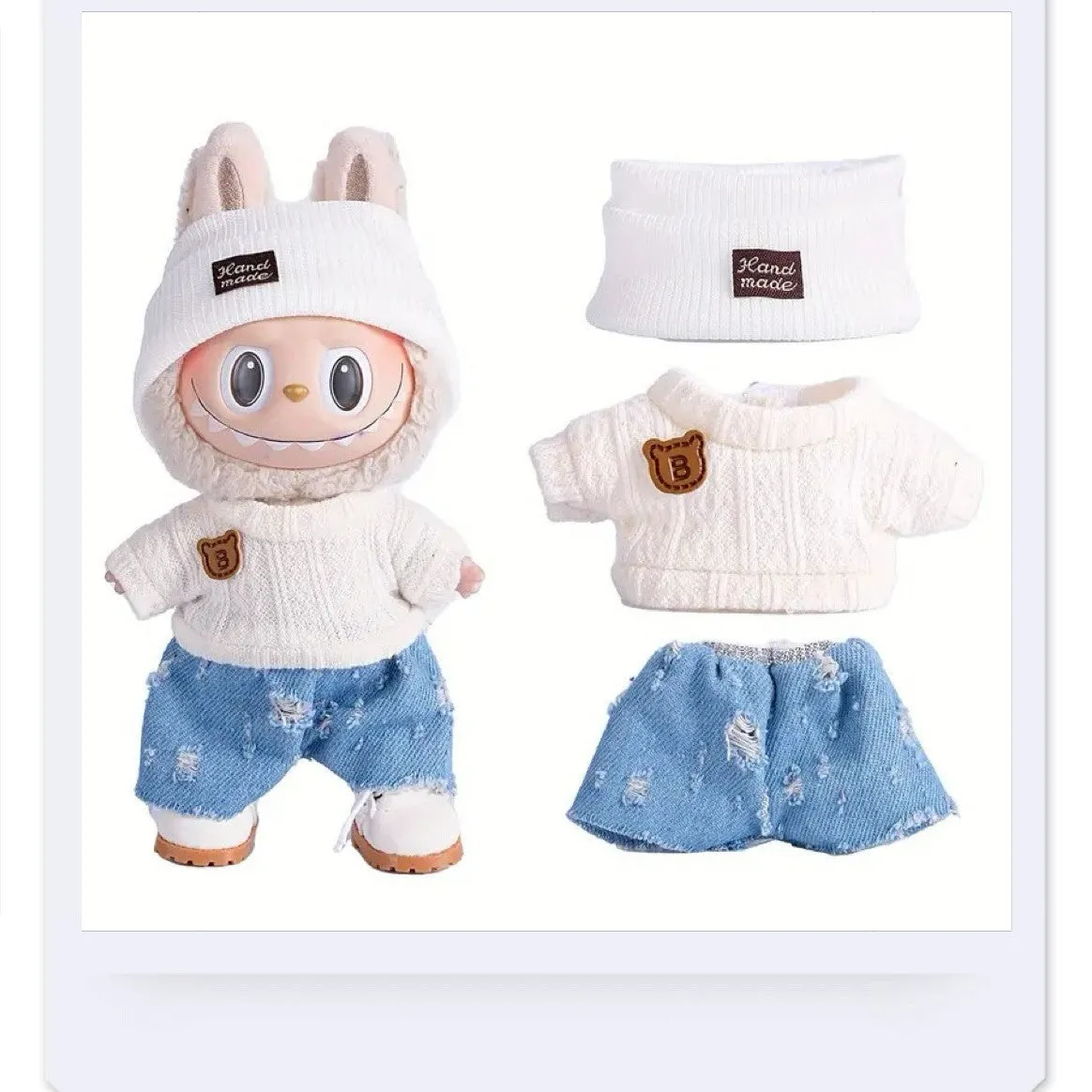Doll casual dress suit in cloth material, purple sweater colour, with net pocket packaging, for teenager dolls aged 7-14 years