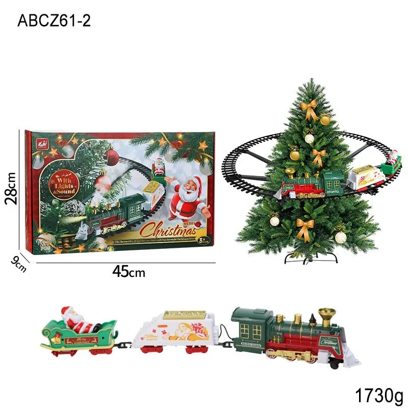 Electric Christmas train hanging decoration plastic rail car in motion on a tree