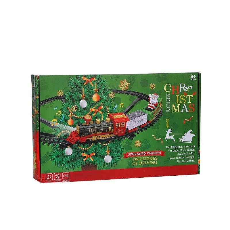 Electric Christmas train hanging decoration plastic rail car in motion on a tree