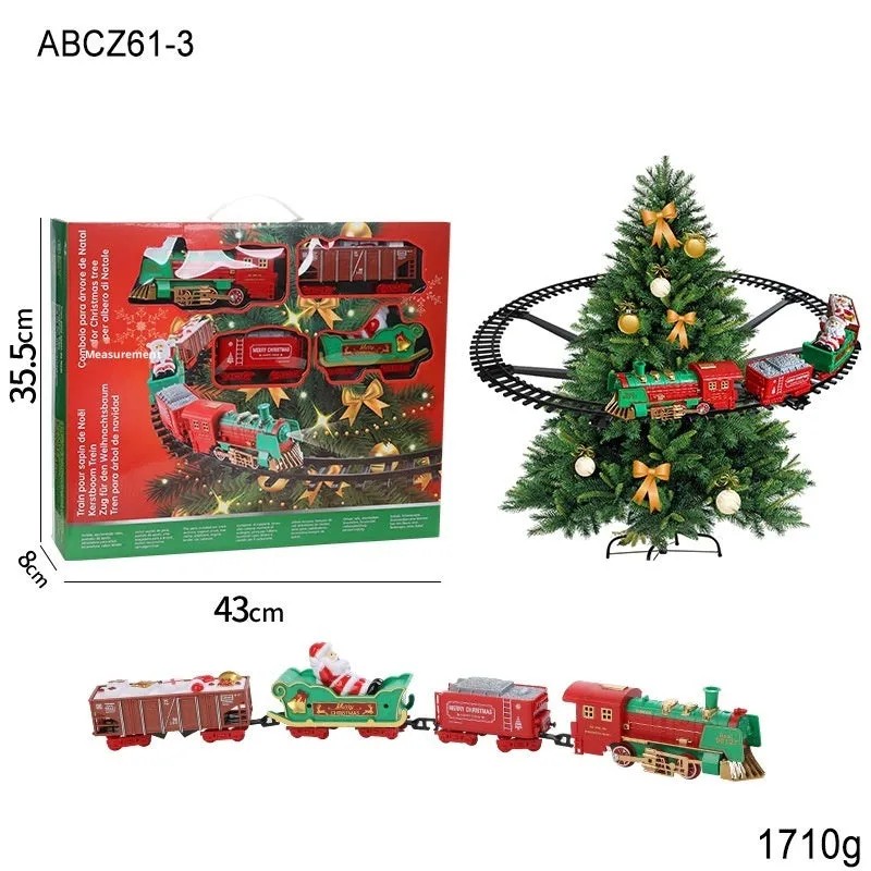 Electric Christmas train hanging decoration plastic rail car in motion on a tree
