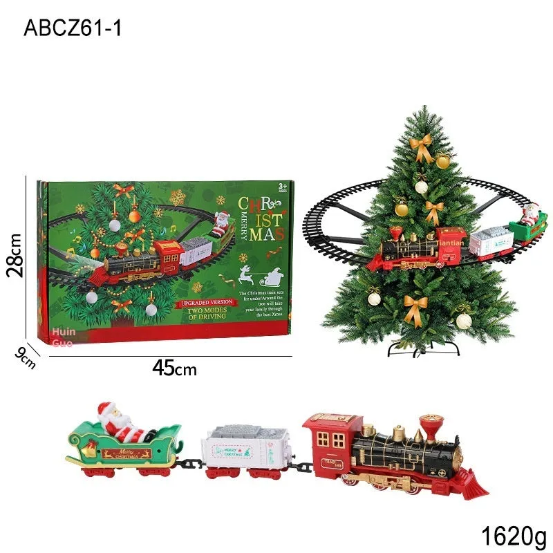 Electric Christmas train hanging decoration plastic rail car in motion on a tree