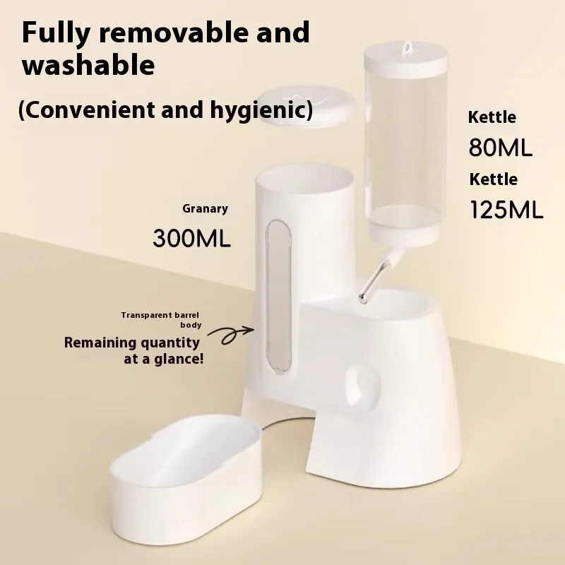 Hamster automatic drinking water feeder and food basin in blue, pink or white PP/PS plastic