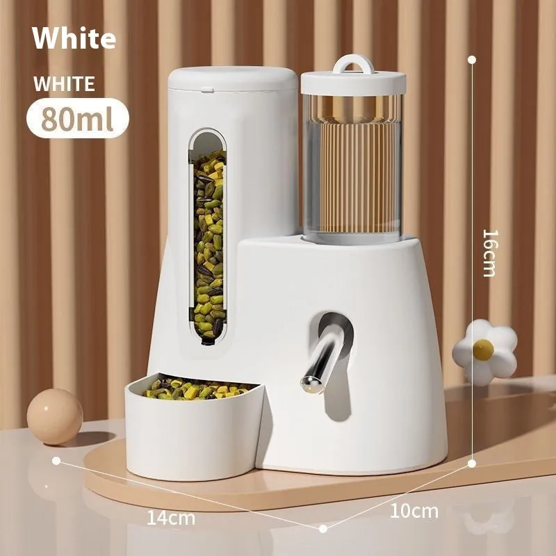 Hamster automatic drinking water feeder and food basin in blue, pink or white PP/PS plastic