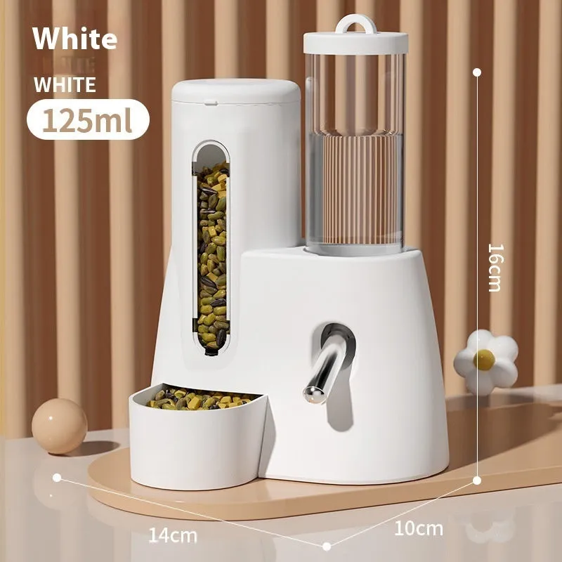 Hamster automatic drinking water feeder and food basin in blue, pink or white PP/PS plastic