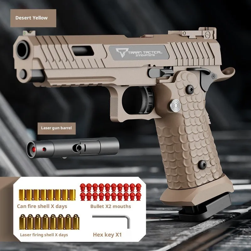 Metal shell-ejecting toy gun with slide lock in Macaron Green, showing realistic action