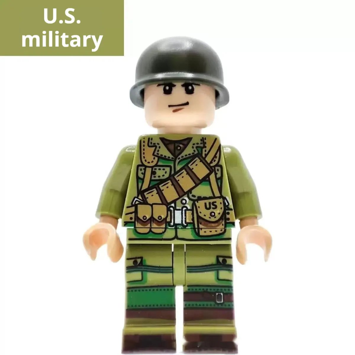 Small particle WWII military building block soldier minifigure toy set in plastic with British, American, German, and Chinese army options