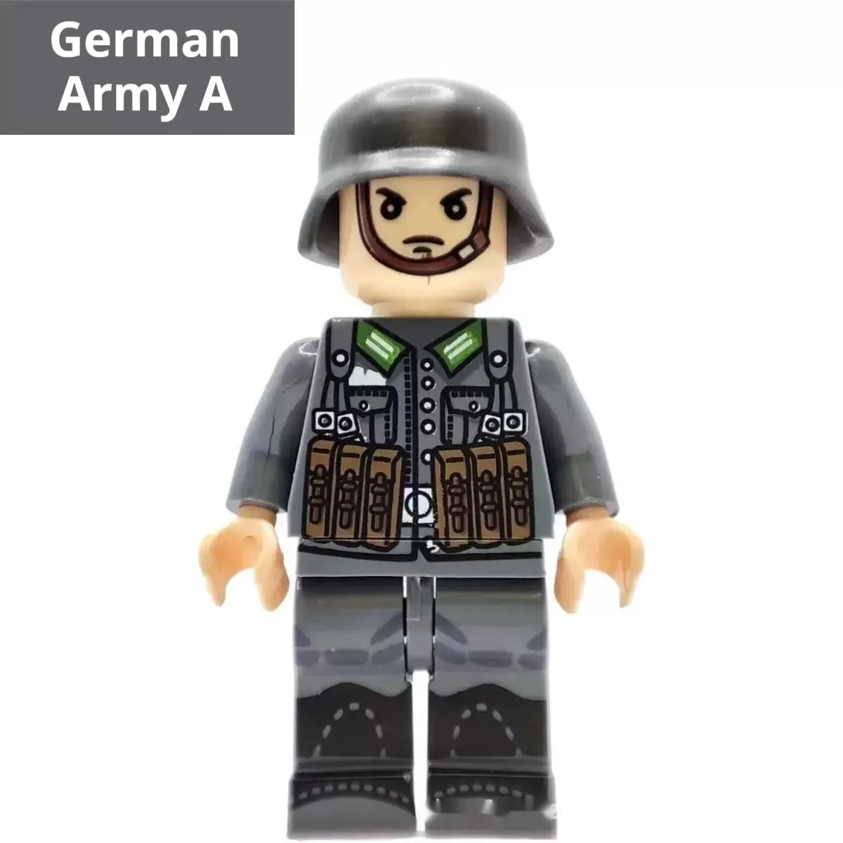 Small particle WWII military building block soldier minifigure toy set in plastic with British, American, German, and Chinese army options