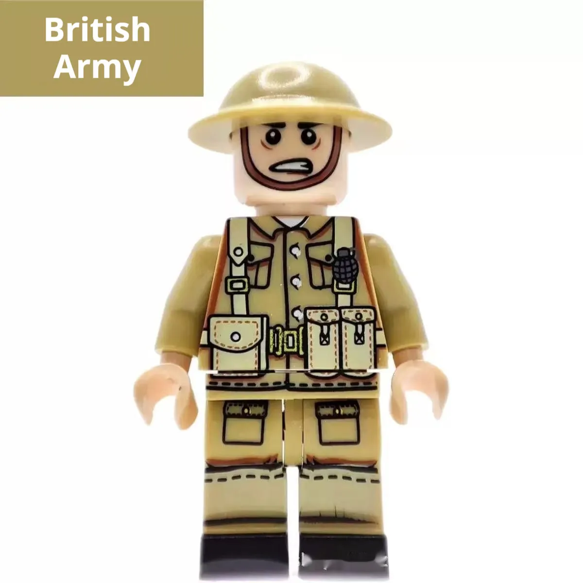 Small particle WWII military building block soldier minifigure toy set in plastic with British, American, German, and Chinese army options