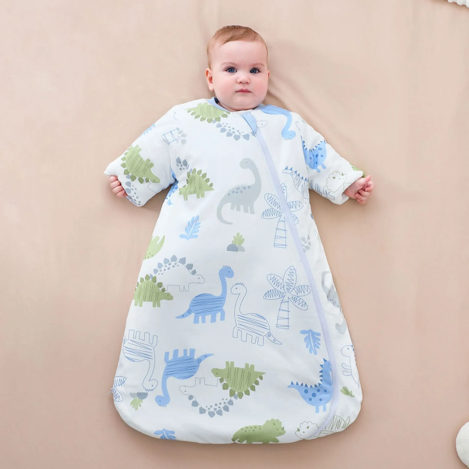 Baby pure cotton thickened anti-kick quilt sleeping bag with cartoon pattern in rainbow pink colour for toddlers 1-3 years
