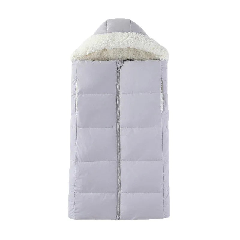 Baby sleeping bag in thickened fleece polyester, unfolded 70x90cm, available in four solid colours