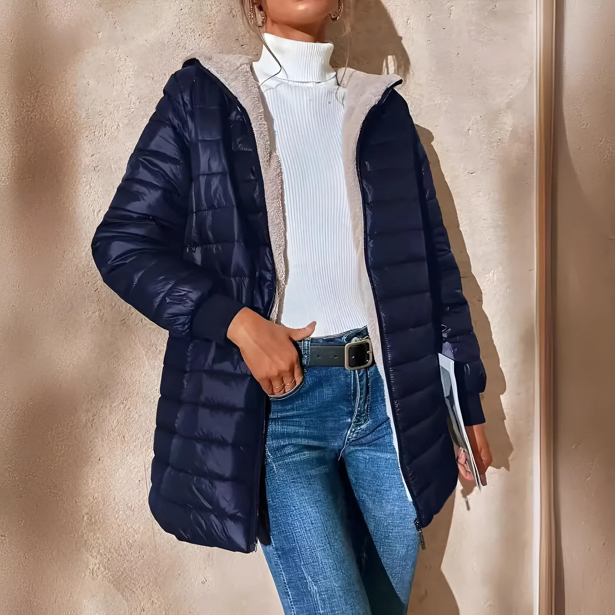 Ladies cotton long sleeve jacket in black, gray and khaki, sizes S to 4XL, regular sleeve style