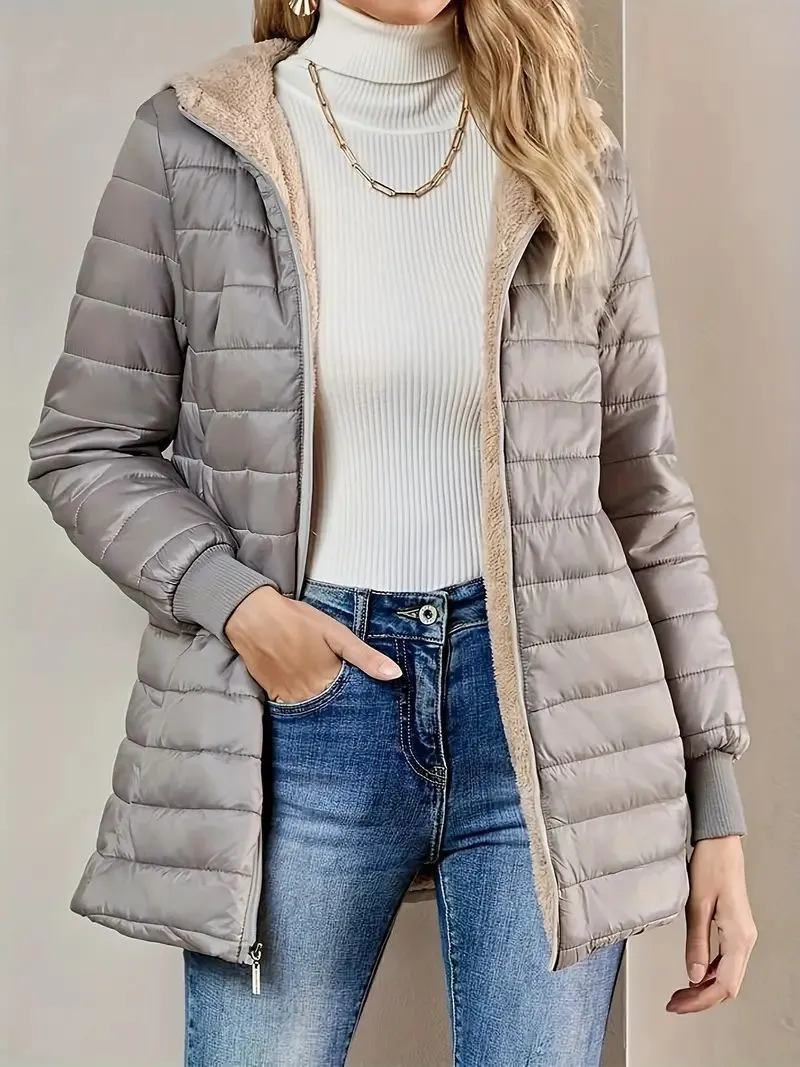 Ladies cotton long sleeve jacket in black, gray and khaki, sizes S to 4XL, regular sleeve style