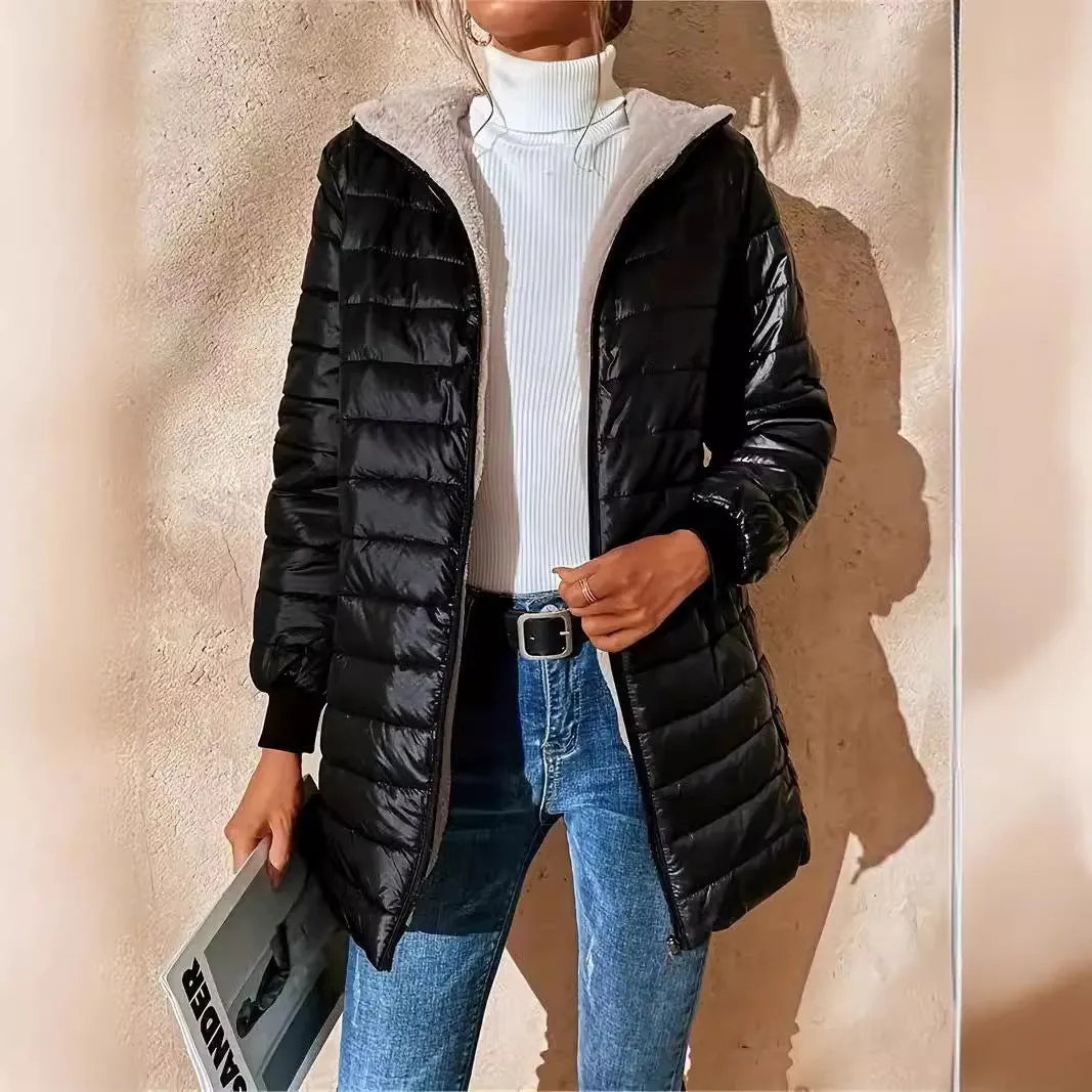 Ladies cotton long sleeve jacket in black, gray and khaki, sizes S to 4XL, regular sleeve style