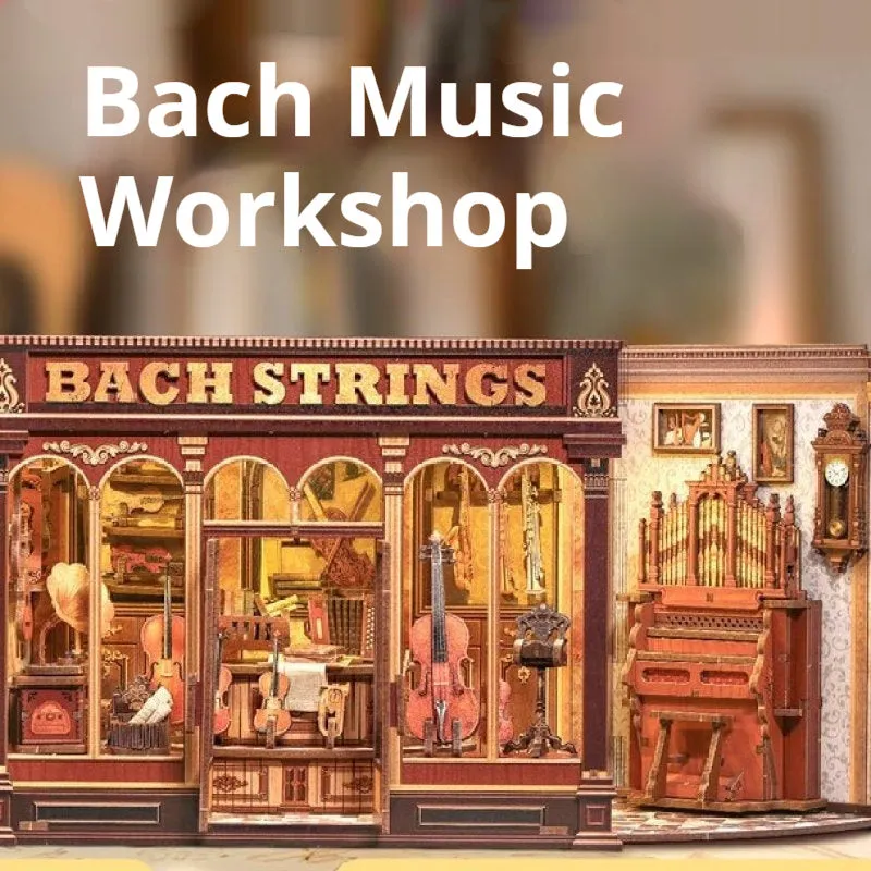 3D wooden puzzle assembly model of a Bach Piano Studio with dust cover option