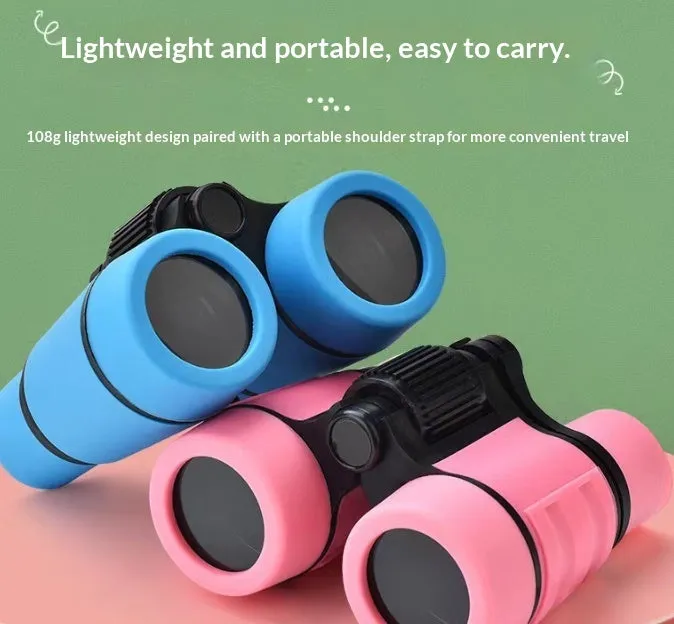 4X30 kids toy telescope HD portable binoculars style in black with 430 flat leather finish