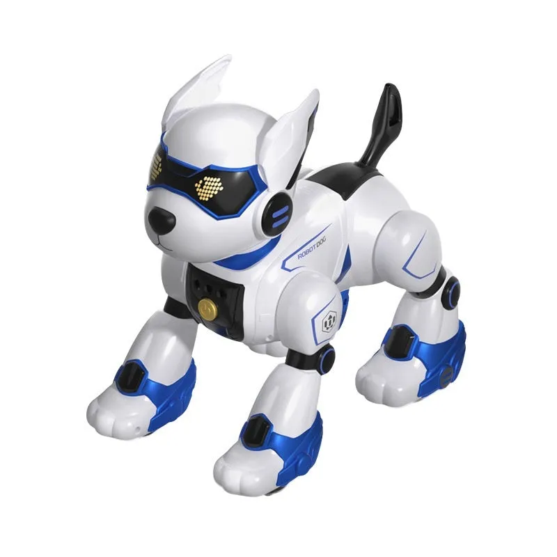 Intelligent robot dog toy in peach pink with voice control and gesture sensing features