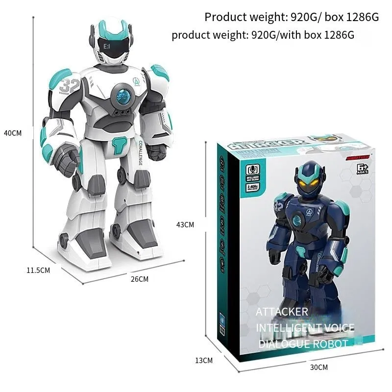 Toy Intelligent Voice Dialogue Robot 24g plastic robot model in white with mechanical war police design