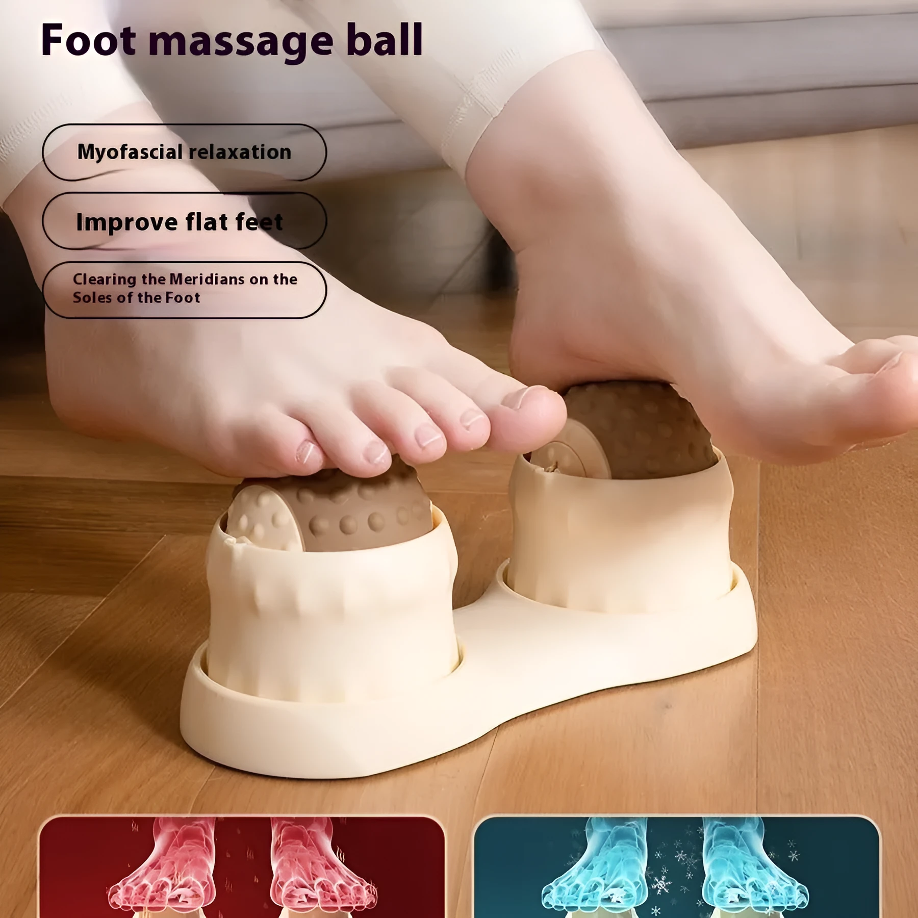 Massage ball set with cold and hot compress function in caramel mocha and green colours
