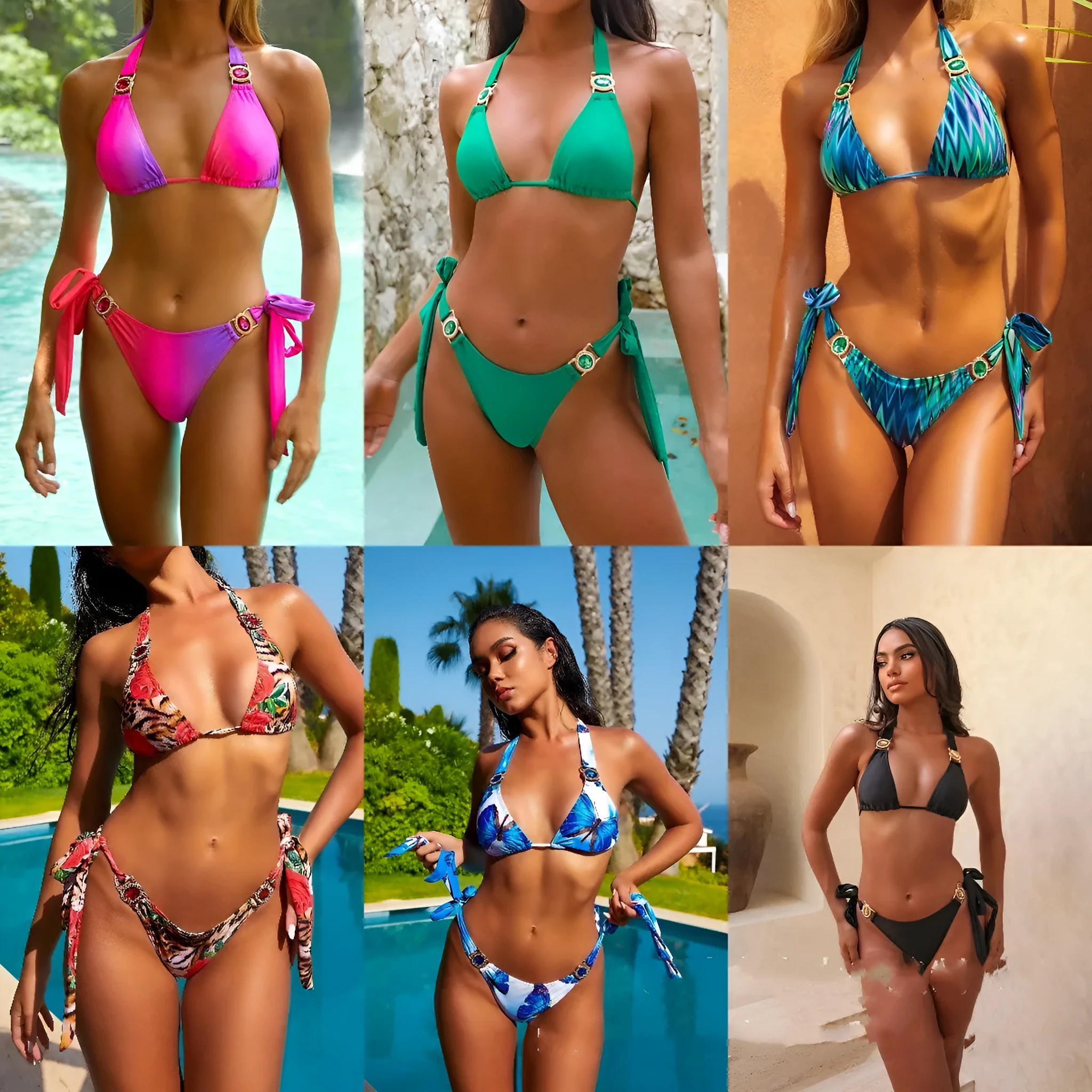 Women's dark green halter swimsuit with lace-up front on a mannequin.
