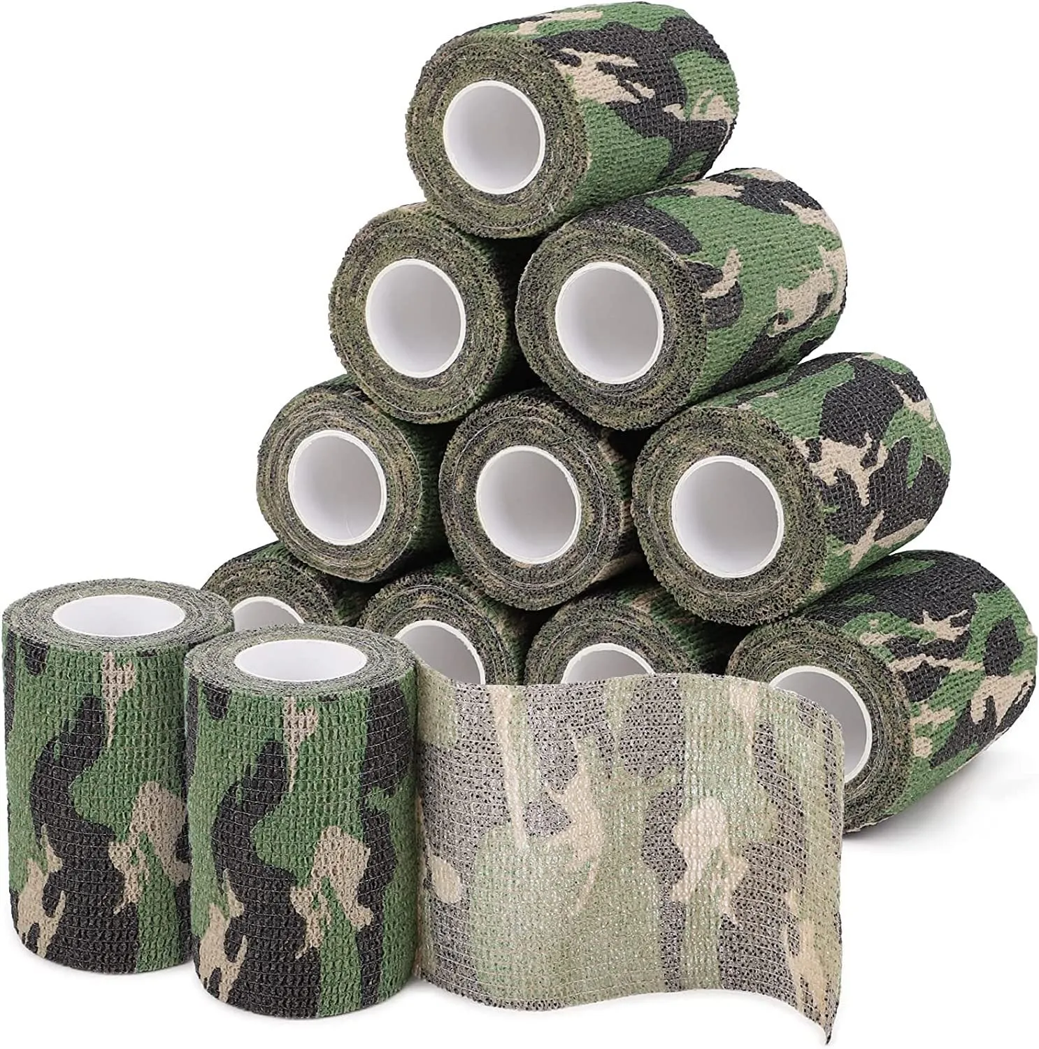 Non-woven camouflage bandage roll 4.5 metres long 5cm wide in forest pattern
