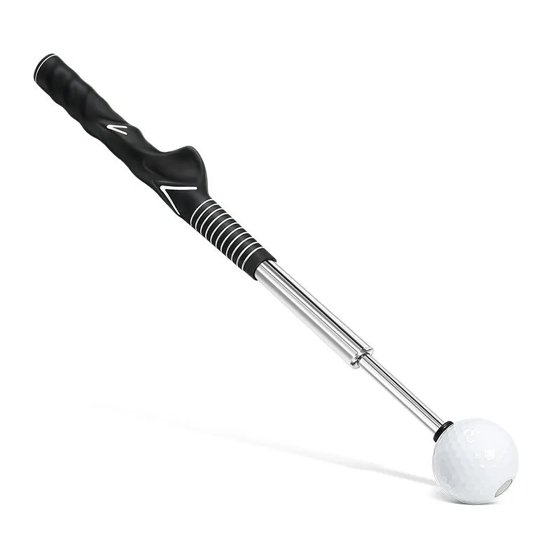 Telescopic golf swing trainer with stainless steel construction in three colour options