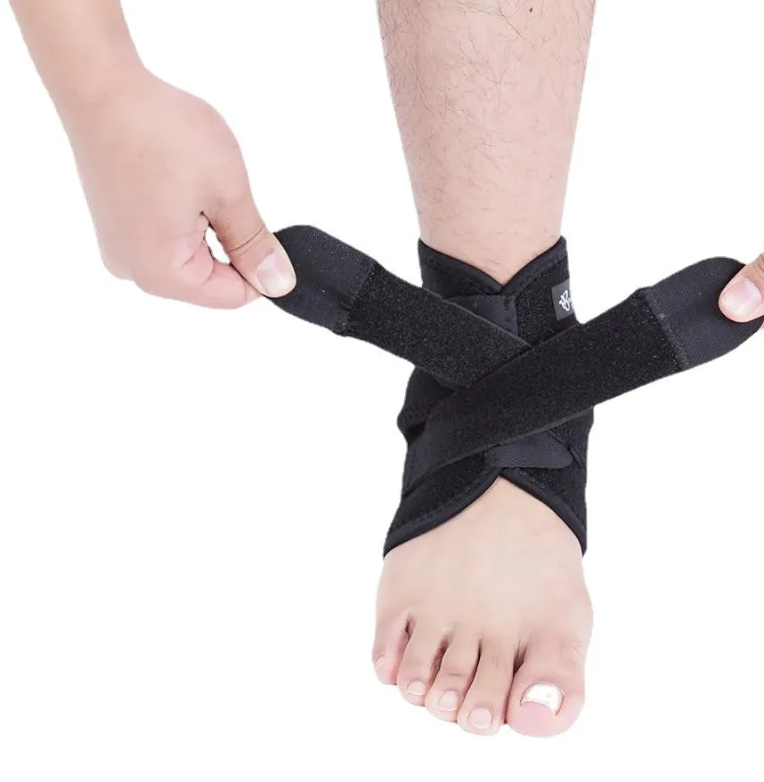 Black one-piece sports ankle support guard for multi-activity protection.