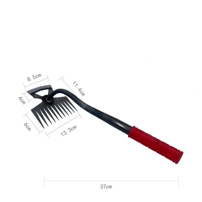 Multi-function dual-purpose gardening hoe rake tool with alloy steel construction