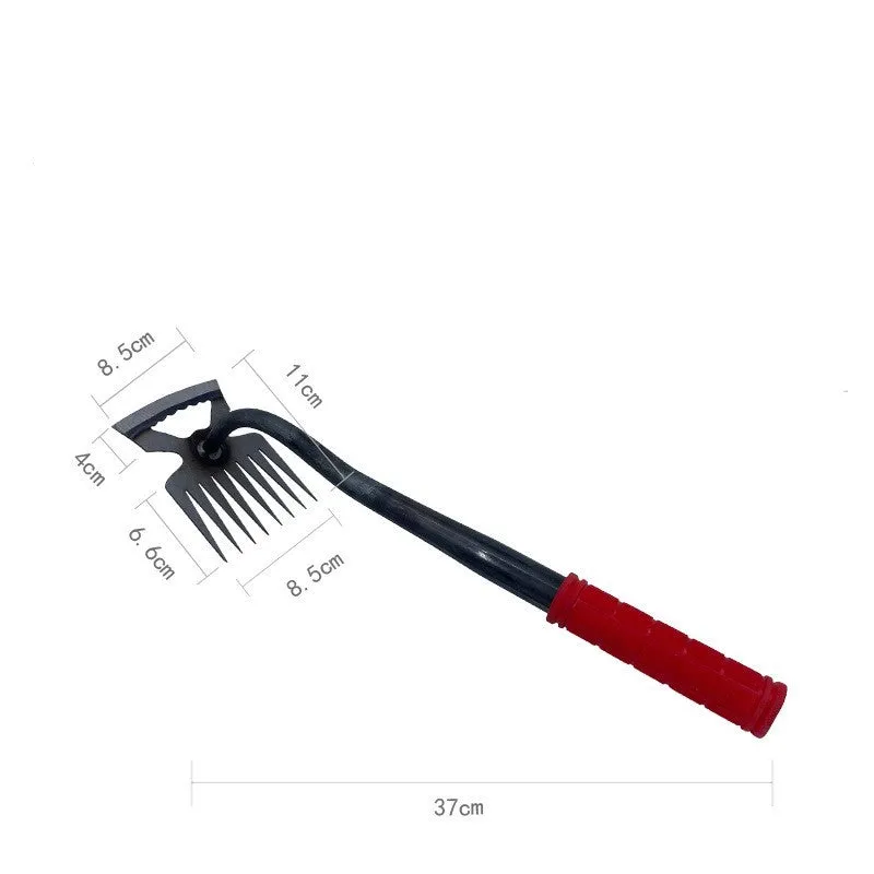 Multi-function dual-purpose gardening hoe rake tool with alloy steel construction