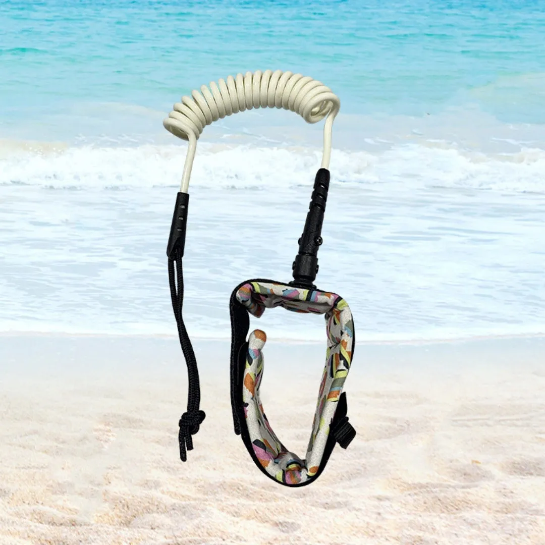 A single surfboard hand holding rope made of coiled pulp material, shown in a random colour.