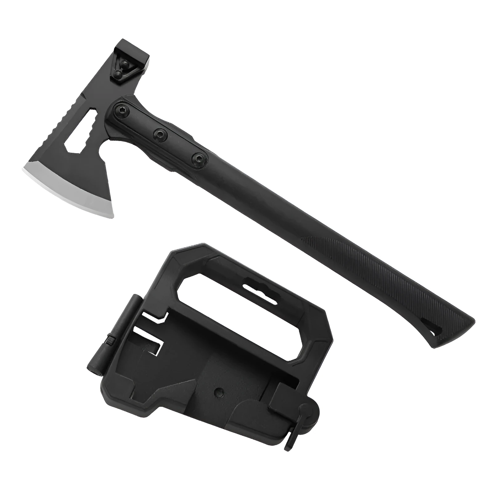 Outdoor multi-functional camping survival axe with stainless steel head and ABS handle