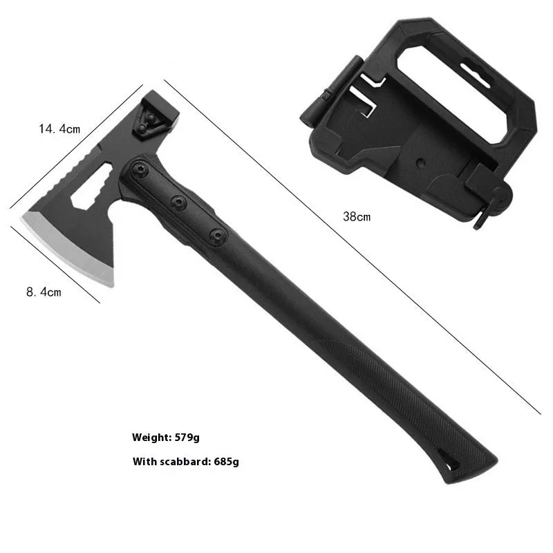 Outdoor multi-functional camping survival axe with stainless steel head and ABS handle